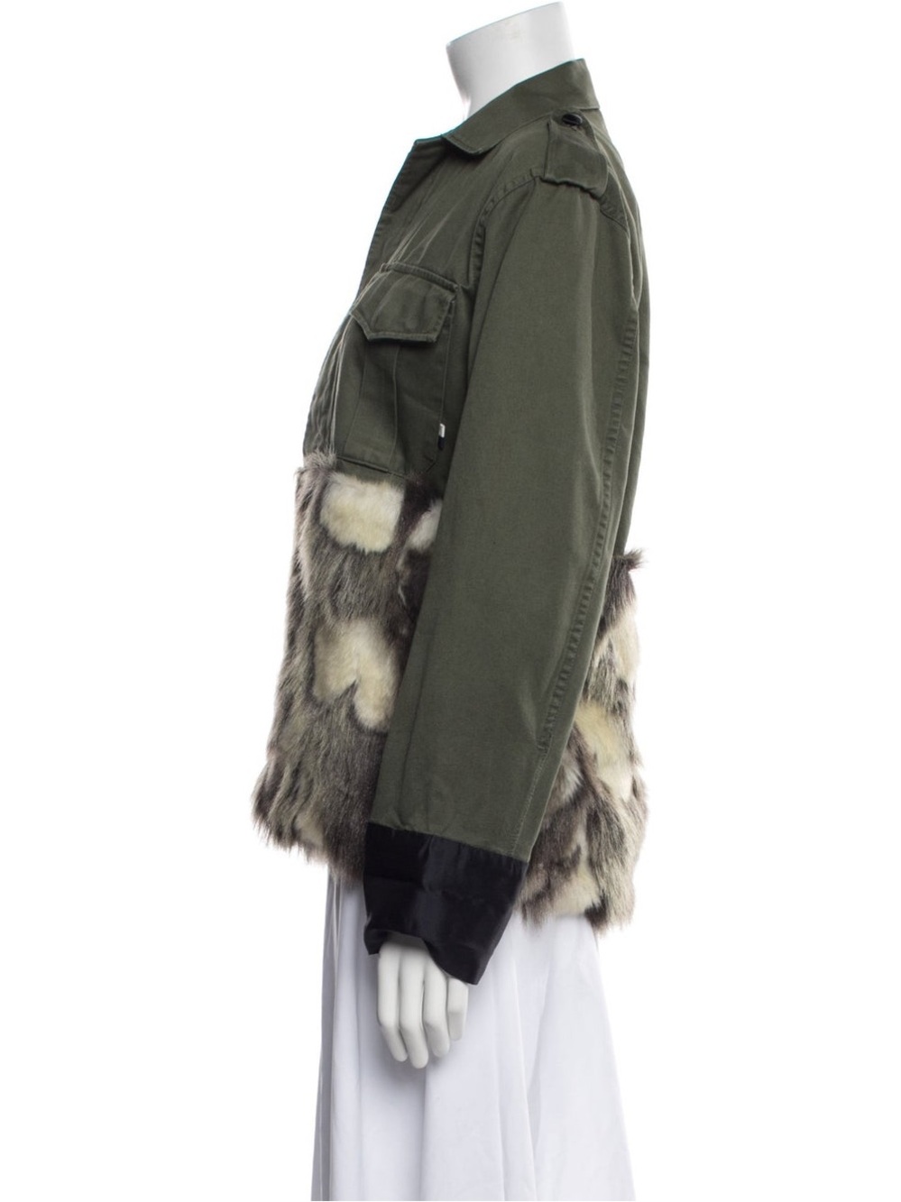 HARVEY FAIRCLOTH | S / M | Olive Military Cotton Faux Fur Army Jacket